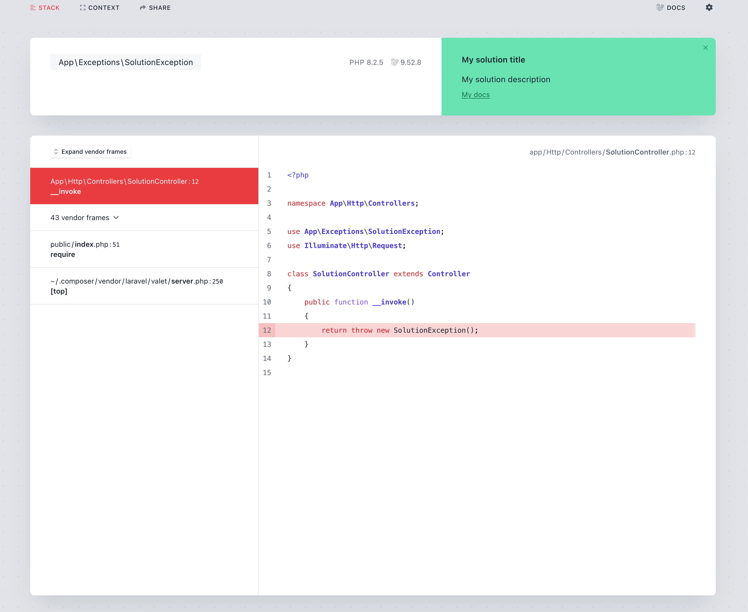 Screenshot of exception with solution in Ignition