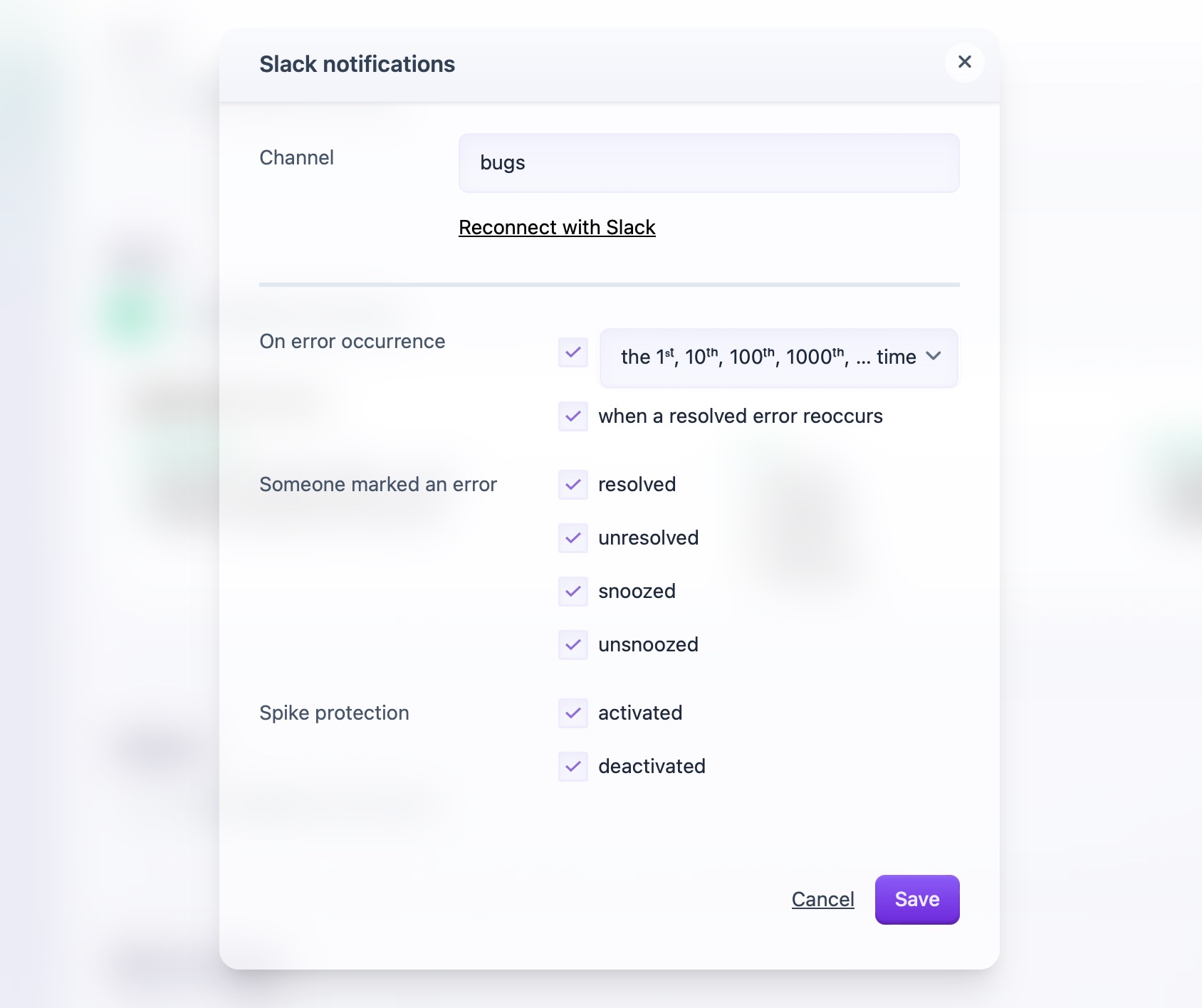 Screenshot of Slack settings